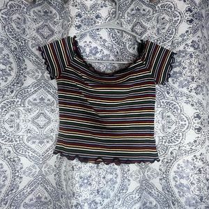 CHARLOTTE RUSSE RAINBOW SCRUNCH CROP TOP